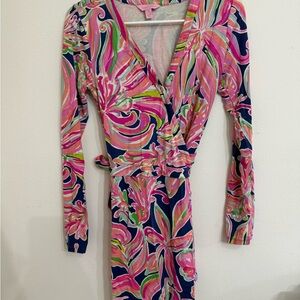 Lilly Pulitzer Pink and Green Wrap Dress